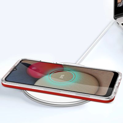 7. Klare 3in1 Hülle für Samsung Galaxy A03s (166) Rahmen Gel Cover rot