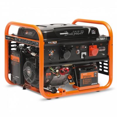 Daewoo GDA 7500DPE-3 Generator 6000 W 30 l Benzin Orange, Schwarz