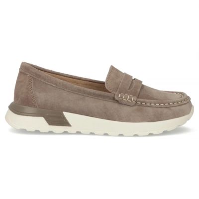 2. Beigefarbene Plateau-Loafer aus Leder für Damen, Modell Filippo DP7528