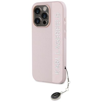2. Karl Lagerfeld Saffiano Rhinestones & Charm Hülle für iPhone 15 Pro – Rosa