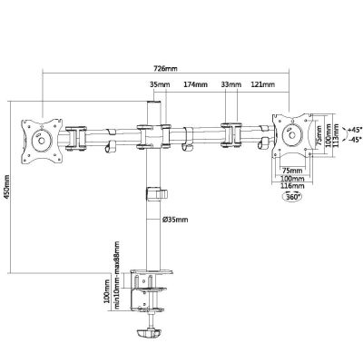 5. Equip 650115 Monitorhalterung/Ständer 68,6 cm (27") Schreibtisch Schwarz