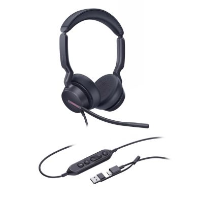 2. Yealink UH46 Dual UC USB-C/A Headset mit Kabel und Kopfbügel, geeignet für Büro/Callcenter, USB Typ-C / USB Typ-A, Schwarz