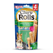 INABA Churu Rolls Thunfisch mit Hühnchen – ein Leckerli für Katzen – 4 x 10 g