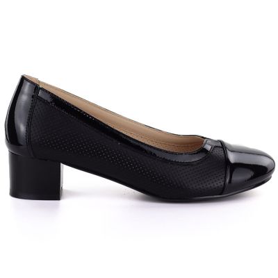 2. Schwarze, durchbrochene Lackleder-Pumps für Damen, Vinceza 58631