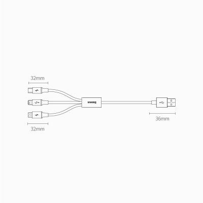 18. Baseus Superior 3in1 USB-Kabel - Lightning / USB Type C / Micro-USB 3,5 A 1,5 m Weiß (CAMLTYS-02)