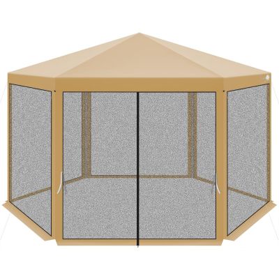 10. Sechseckiger Gartenpavillon 2x2x2x2,5 m mit Moskitonetz, beige