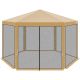 10. Sechseckiger Gartenpavillon 2x2x2x2,5 m mit Moskitonetz, beige