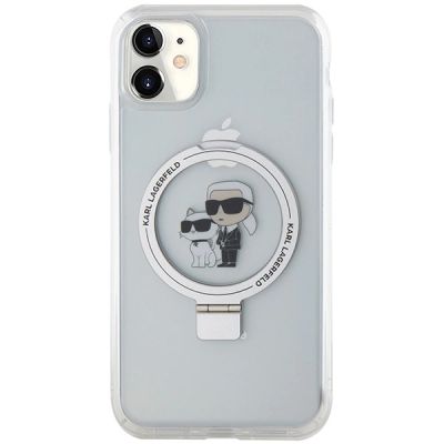 3. Karl Lagerfeld KLHMN61HMRSKCH iPhone 11 / Xr 6,1" weiß/weiß Hardcase Ringständer Karl&Choupette MagSafe