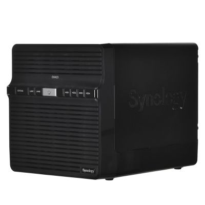 3. Synology DS423 NAS; Tower; 4x (3,5" SATA-Festplatten); Realtek RTD1619B; 2 GB DDR4, 2x 1GbE RJ-45