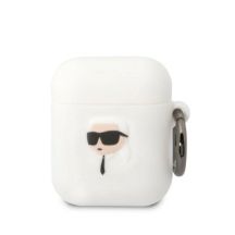 Karl Lagerfeld KLA2RUNIKH AirPods 1/2 Hülle weiß/weiß Silikon Karl Head 3D