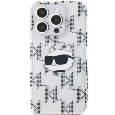 3. Karl Lagerfeld IML Choupette Head & Monogram Hülle für iPhone 15 Pro Max – transparent