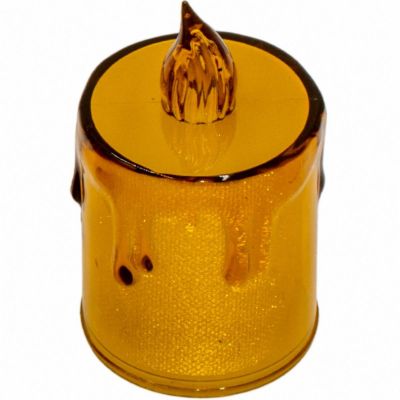 33. Dekorative Kerze, 8 cm, bernsteinfarben, warmweiß, 1 LED