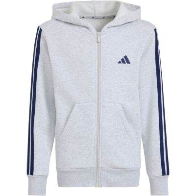 adidas Essentials Kapuzenpullover mit durchgehendem Reißverschluss für Kinder, Hellgrau KQ9050