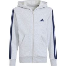 adidas Essentials Kapuzenpullover mit durchgehendem Reißverschluss für Kinder, Hellgrau KQ9050