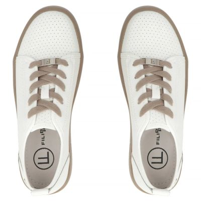 6. Damen-Sportschuhe aus Leder, weiße Creepers, Filippo DP6116