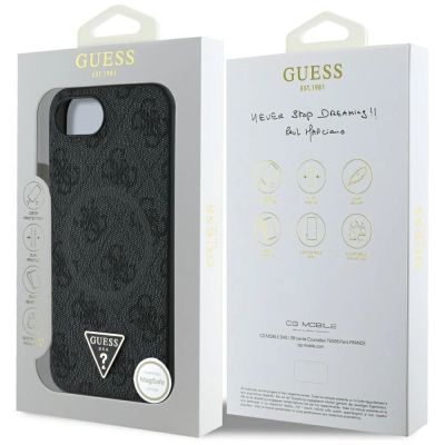 8. Guess 4G Ring Triangle Logo MagSafe Case für iPhone 16e - Schwarz