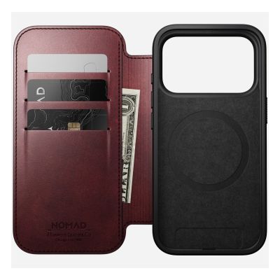 2. NOMAD Modern Leather Folio - MagSafe-kompatible Lederhülle für iPhone 17 Pro, Horween-Leder (burgunderrot)