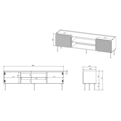 3. TV-Schrank EF ONDA 180,5x40xH58,39 grün (stehend oder hängend)