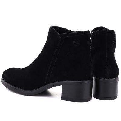 5. Schwarze Damen-Ankle-Boots aus Leder mit Blockabsatz, Sergio Leone BT-52-S