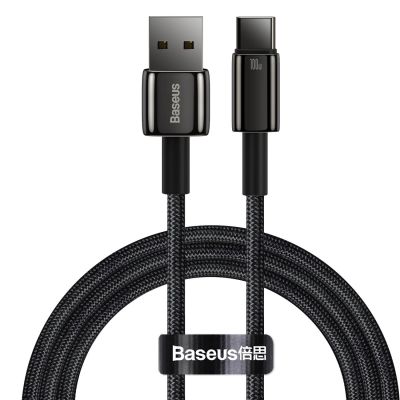 Baseus Wolfram Gold USB-A auf USB-C Kabel 480Mb/s 100W 1m Schwarz (CAWJ000001)