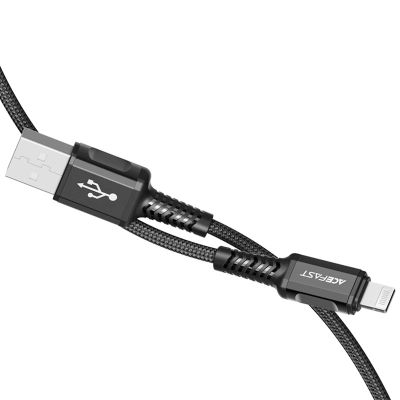 3. Acefast Kabel MFI USB - Lightning 1,2m, 2,4A schwarz (C1-02 schwarz)