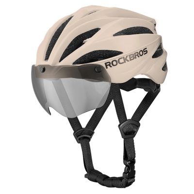 2. Rockbros Fahrradhelm mit Visier, abnehmbarer UV-Schutzbrille, Unisex – Braun