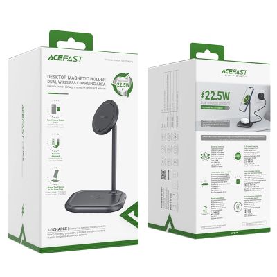 5. Acefast 15W Qi Wireless Charger für iPhone (mit MagSafe) und Apple AirPods Ständerhalter Magnethalter grau (E6 grau)