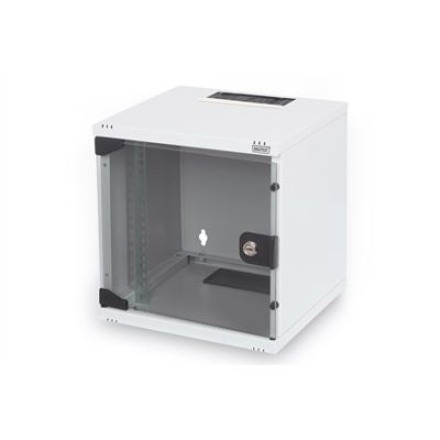 7. 10-Zoll-Netzwerkset: 6HE-Wandschrank, Ablage, Steckdosenleiste, 8-Port-Switch, Cat.6-Anschlussfeld, grau