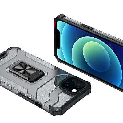7. Crystal Ring Case robuste Kickstand TPU/PC Panzer Handyhülle Hard Case für iPhone 13 mini schwarz
