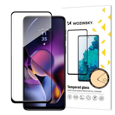 Wozinsky Vollkleber aus gehärtetem Glas für Motorola Moto G54 Vollbild mit Rahmen – Schwarz