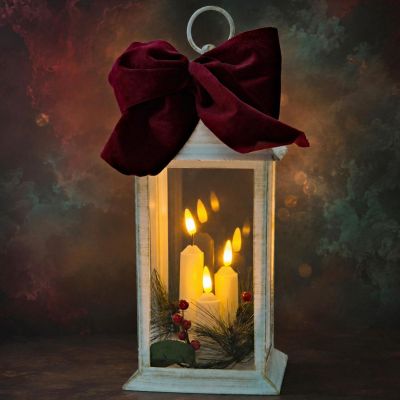 4. LED-Adventslaterne, 30 cm, 3 Kerzen, weiß