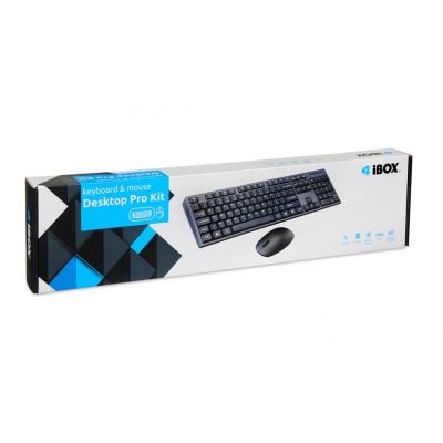 11. Tastatur- und Mausset IBOX DESKTOP PRO KIT IKMS606W (USB 2.0; (US); schwarz; optisch; 1200 DPI)