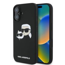 Karl Lagerfeld Silikon Case Nauble Heads Print MagSafe für iPhone 16 Plus - Schwarz