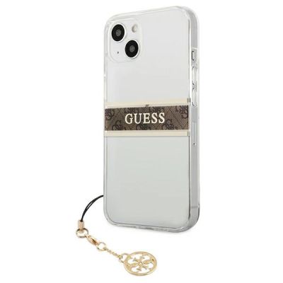 2. Guess GUHCP13SKB4GBR iPhone 13 mini 5.4" Transparente Hardcase 4G Brown Strap Charm
