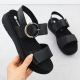 Schwarze Keilsandalen aus Leder für Damen, Remonte D2K50-00