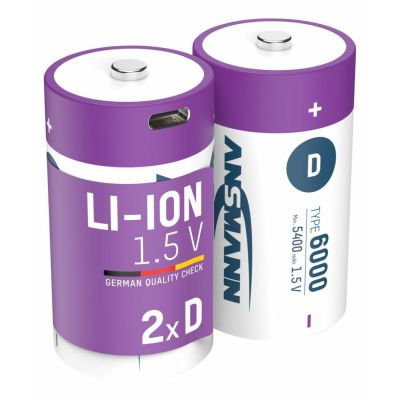5. Ansmann 1314-0005 Haushaltsbatterie Wiederaufladbarer Akku D Lithium-Ionen (Li-Ion)
