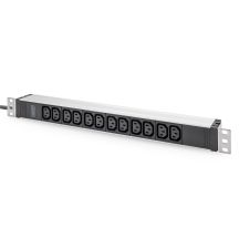 19"-Rack-Steckdosenleiste (PDU), 12 x C13-Steckdosen (16 A/230 V), 2,0 m, 1 x Unischuko-Stecker (16 A), Aluminium