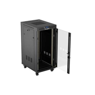 18. LANBERG Standschrank 19" 24U 600x800 Schwarze Glastür LCD (Flatpack) V2