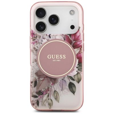 3. Guess IML Flower & Tonal Circle MagSafe Hülle für iPhone 18 Pro Max / 17 Pro Max – Rosa