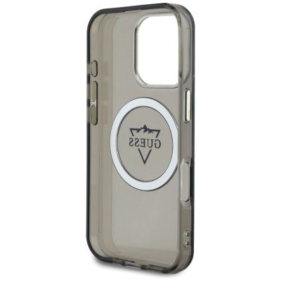 7. Guess IML Metal Mountain Logo MagSafe iPhone 16 Pro Max Hülle - Schwarz