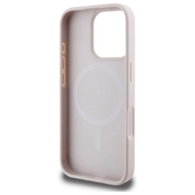 7. Guess 4G Ring Classic Logo MagSafe-Hülle für iPhone 16 Pro Max – Rosa