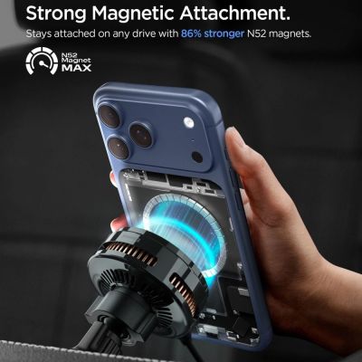5. Spigen Essential EV25MFAQ Magnetische MagSafe-Lüftungshalterung fürs Auto – Schwarz