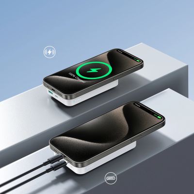 11. Joyroom JR-W020 20W 10000mAh MagSafe Powerbank + USB-C - USB-C 0,25m Kabel - Weiß