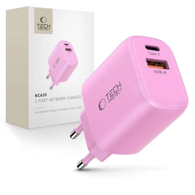 Tech-Protect NCA30 PD 30W QC3.0 USB-A / USB-C Wandladegerät - Rosa