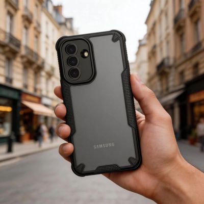 7. Tech-Protect Rugged Shield Case für Samsung Galaxy A37 5G – Transparentes Schwarz