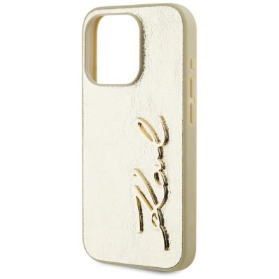 6. Karl Lagerfeld Wrinkled Metal Signature iPhone 15 Pro Hülle - Gold
