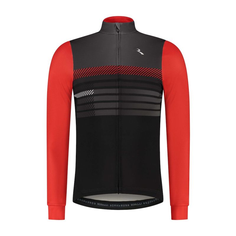 Rogelli STRYDE Langarm-T-Shirt schwarz und rot M