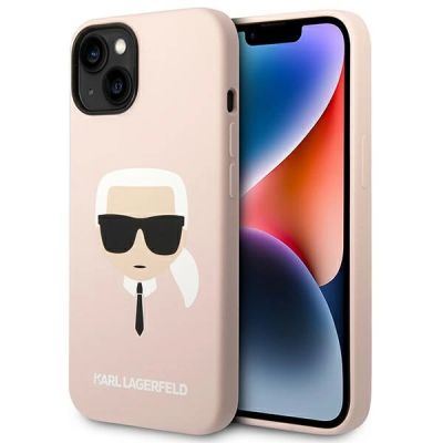 Karl Lagerfeld Silikon Karl's Head MagSafe Case für iPhone 14 Plus - Hellrosa