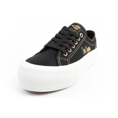 3. Lee Cooper Damen-Sneaker mit Plateausohle, schwarz mit Gold