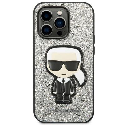 3. Karl Lagerfeld KLHCP14LGFKPG iPhone 14 Pro 6.1" Hardcase silber / silber Glitter Flakes Ikonik